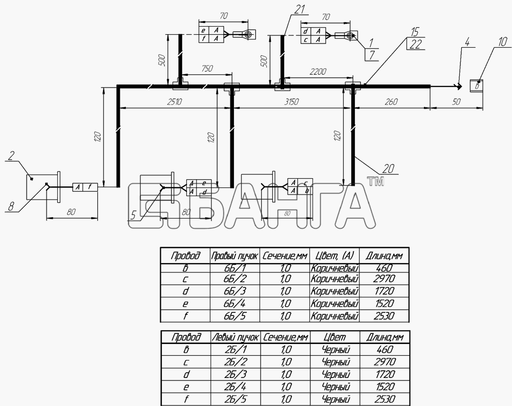 НефАЗ НефАЗ-8332 (2009) Схема Пучок проводов боковых габаритных